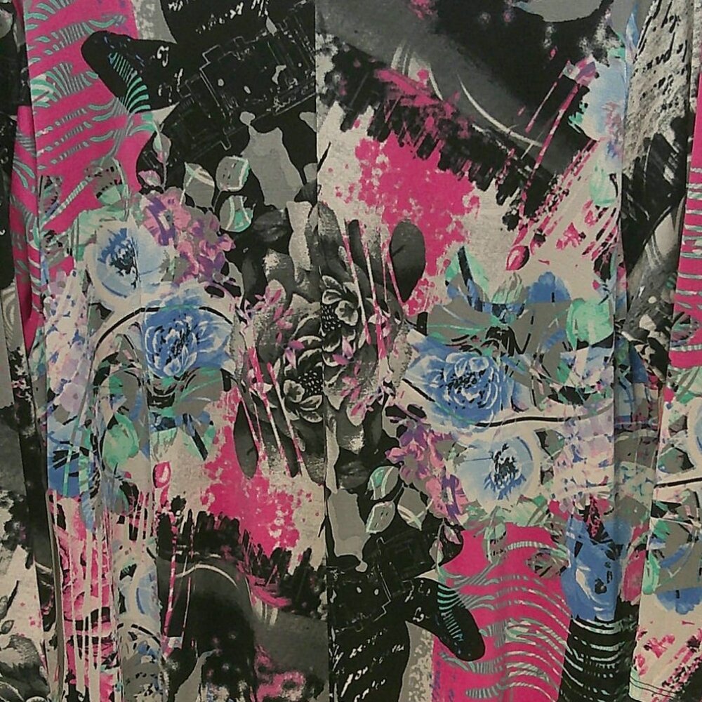 Jostar USA 2 PC Set Abstract Stretchy Colorful Pink Black Tunic & Pants Size XL - Picture 4 of 7